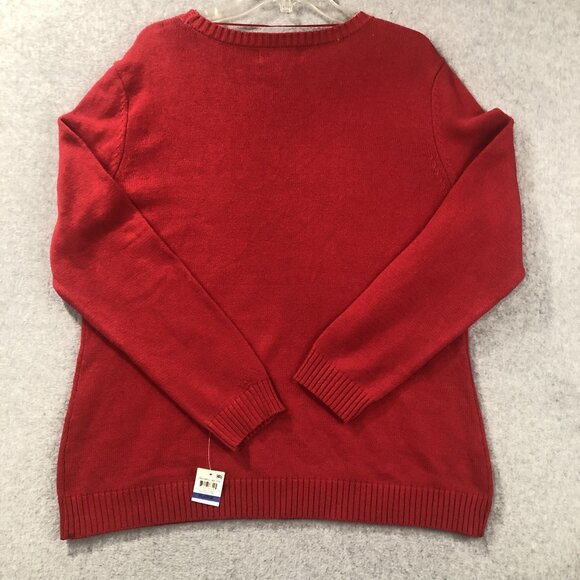 Karen Scott Womens XL Christmas UGLY Sweater red Black Snowflake small flaw - Picture 6 of 9